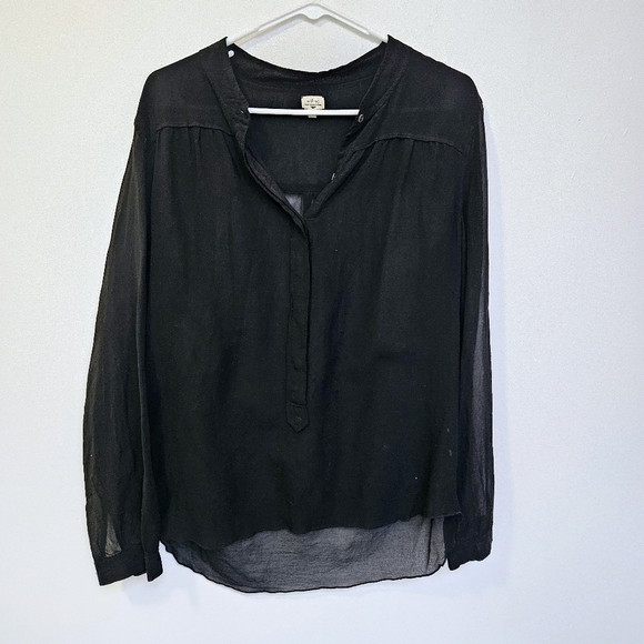 Wilfred Aritzia 100%Silk Large Black Tunic Quater Button Up Long Sleeve Blouse - Picture 12 of 12